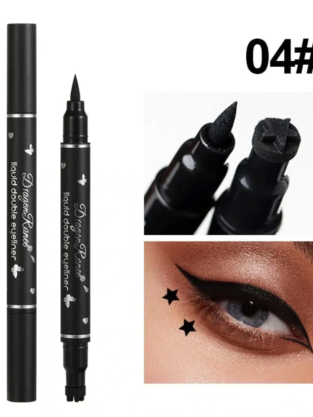 Black Liquid Double Eyeliner with Shape Stamps * Star